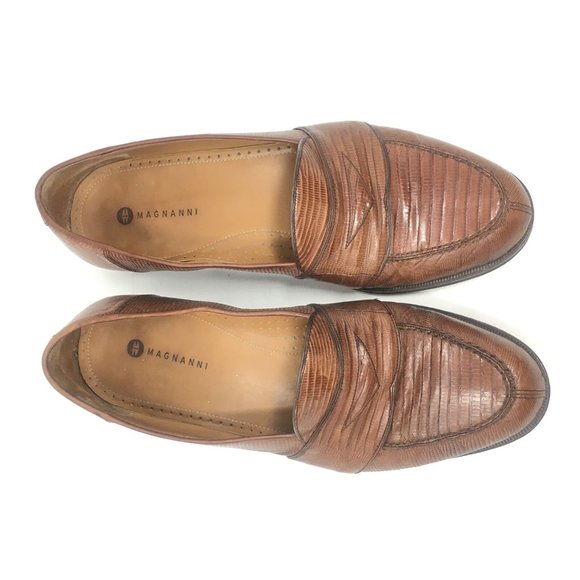 Magnanni Loafers Shoes Size 11.5 Brown Full Lizard main image 6